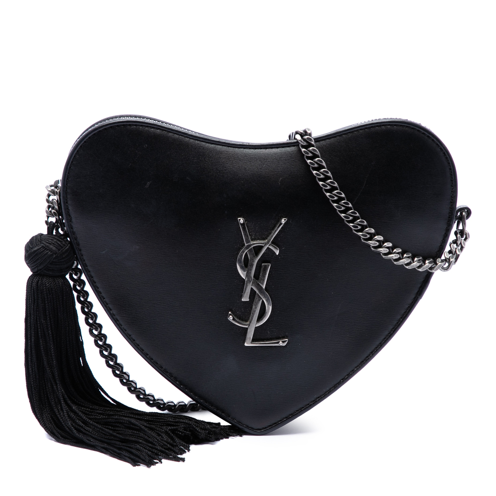 Pre-Loved Saint Laurent Leather Monogram Heart Tassel Crossbody